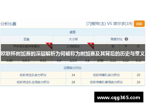 欧联杯附加赛的深层解析为何被称为附加赛及其背后的历史与意义